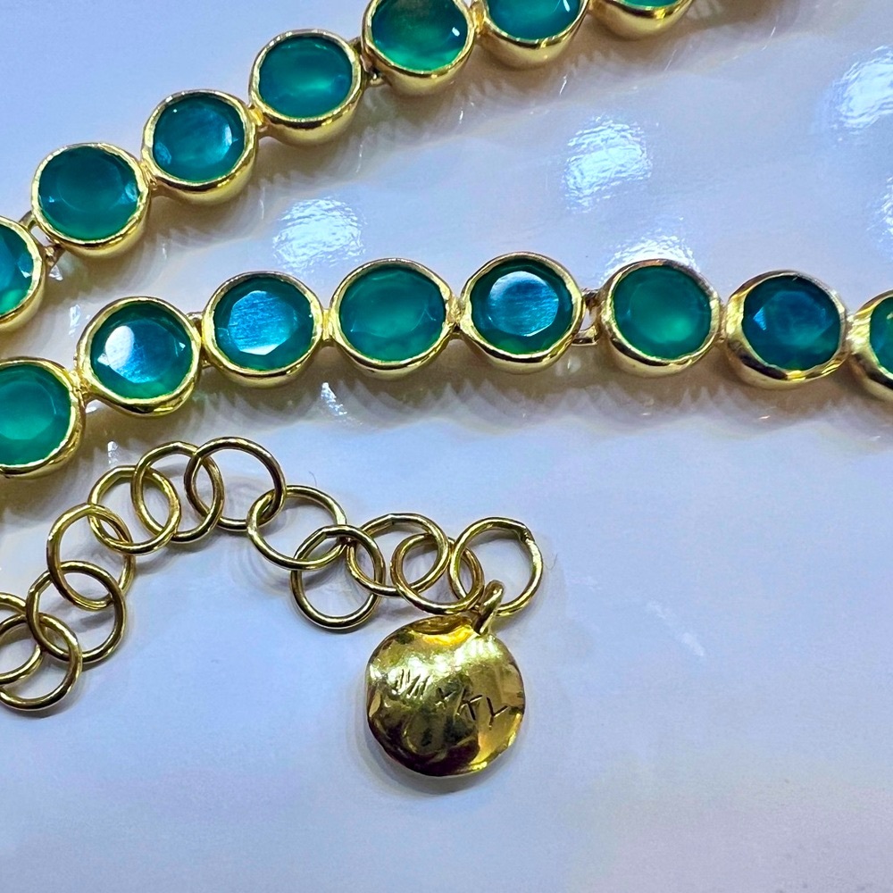 ‼️SOLD!!‼️Monica Vinader x Kate Young Green Onyx Tennis Necklace 18K Vermeil - Picture 5 of 13